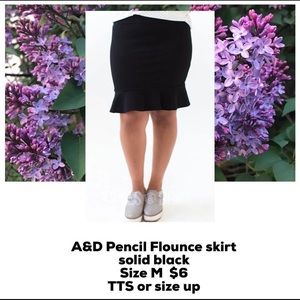 A&D Flounce Pencil Skirt in black